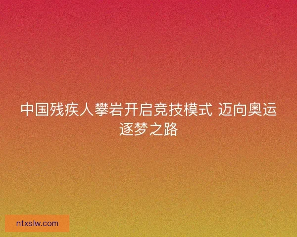 中国残疾人攀岩开启竞技模式 迈向奥运逐梦之路